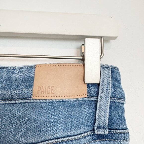 Paige Denim Stella Crop High Rise Straight Leg Jeans Seawater Distressed Size 28 - Picture 8 of 11